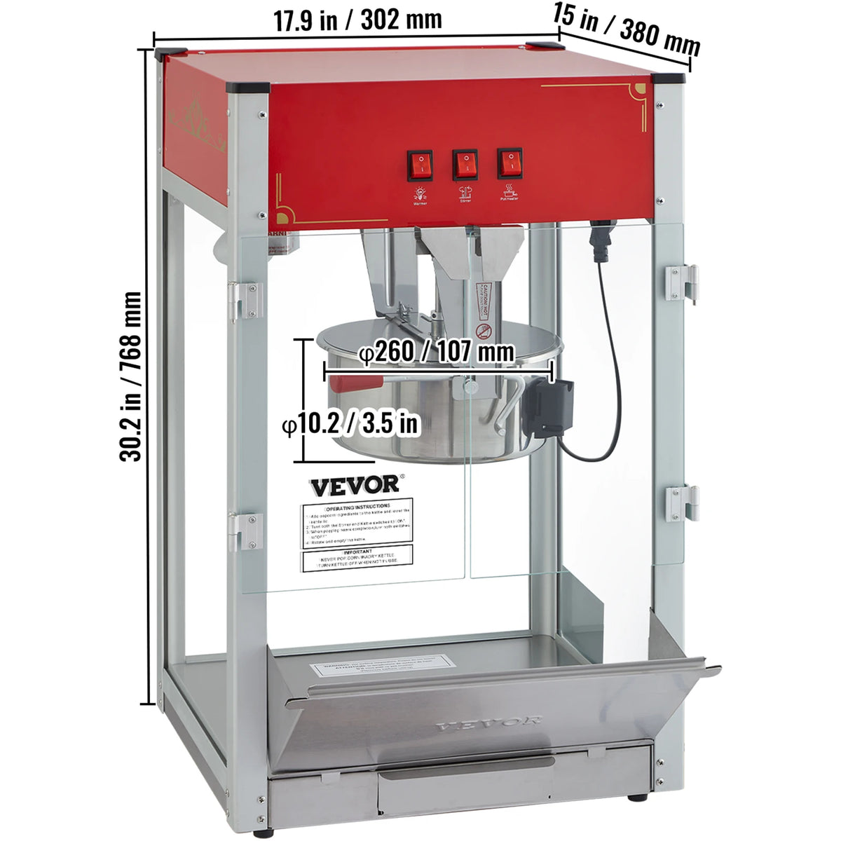 SucceBuy Commercial Electric Popcorn Maker with SUS304 Kettle