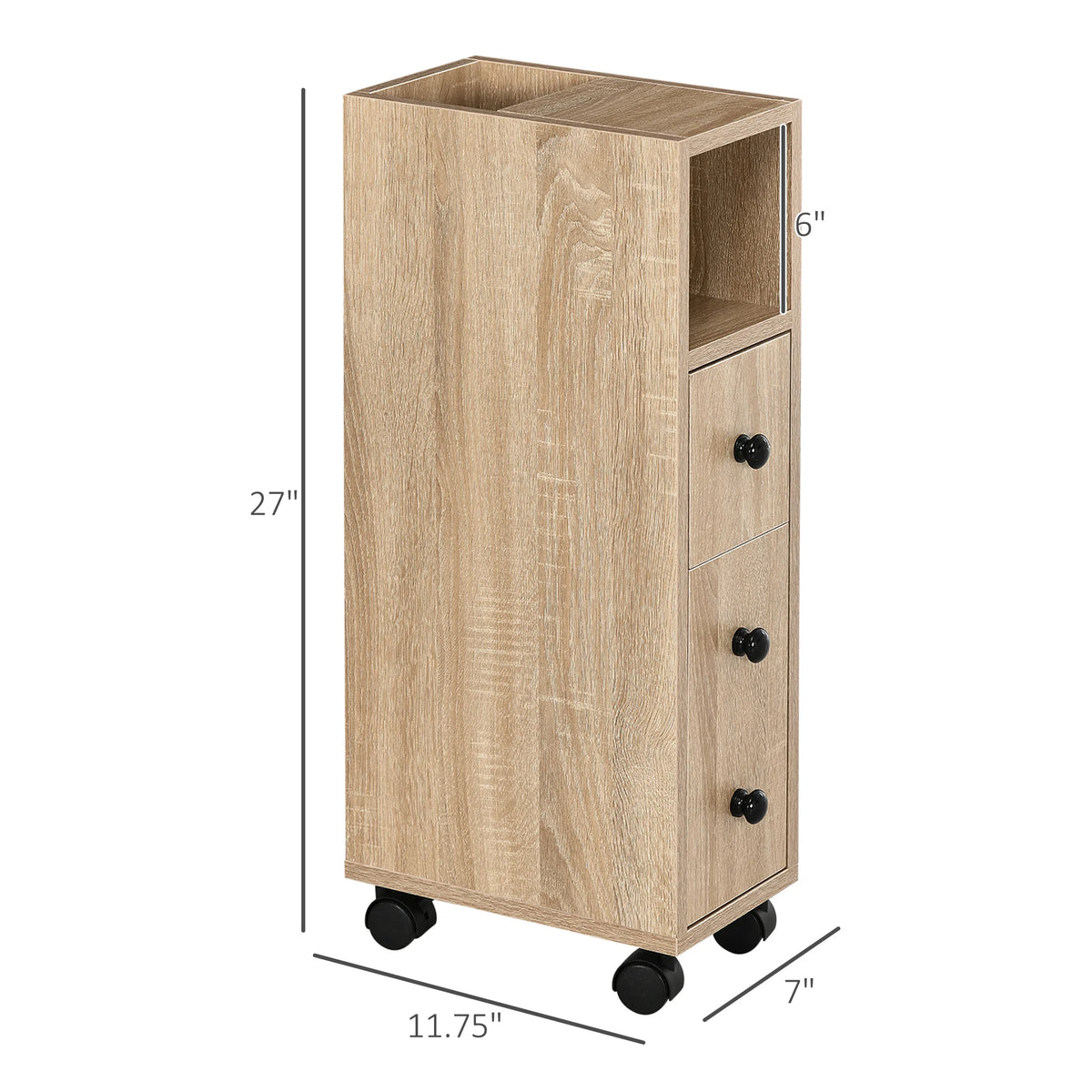 Kleankin Freestanding Mobile Bathroom Cabinet With Drawers And Doors