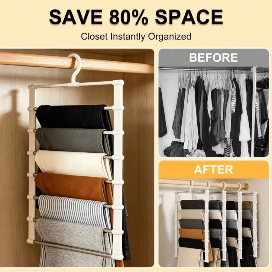 Foldable Compact Pants Hanger Space Saving Wardrobe Organizer