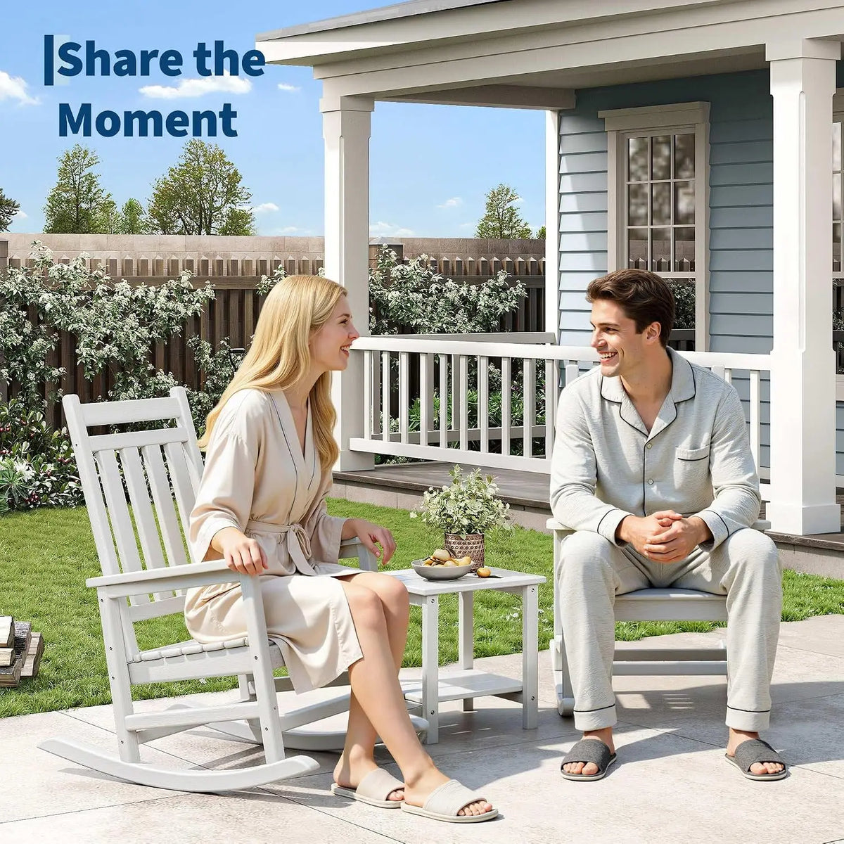 Garvee All Weather Rocking Chair Set With Side Table
