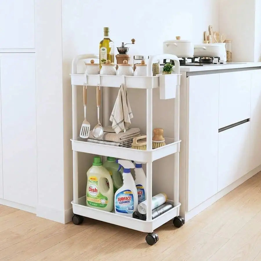 Multi Tier Metal Rolling Utility Storage Cart With Wheels