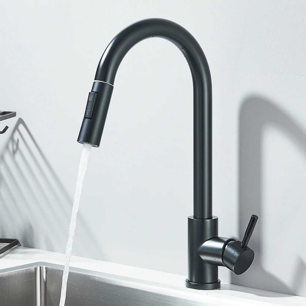 Myqualife Pull Out Deck Mounted Kitchen Sink Faucet Mixer Tap