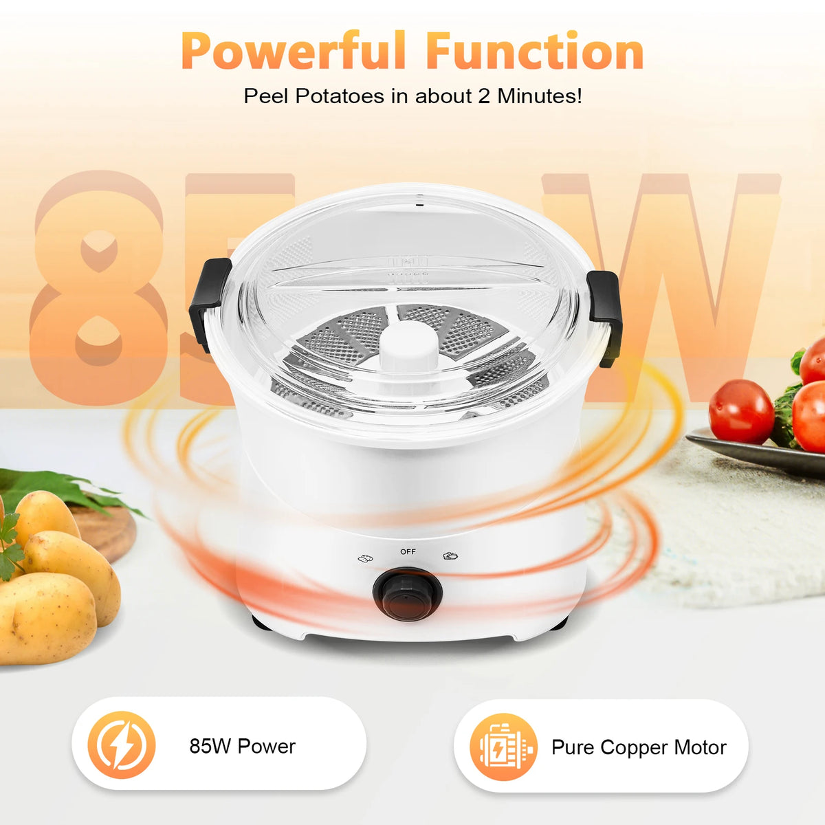Automatic Electric Potato Peeler One Button Kitchen Tool