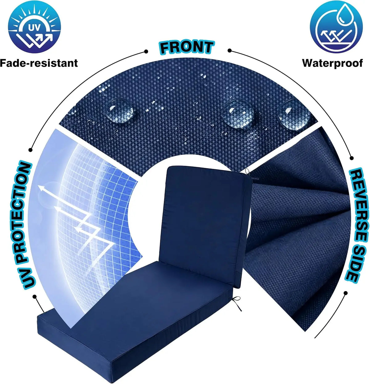 Shxi Waterproof Fade Resistant Outdoor Chaise Cushions