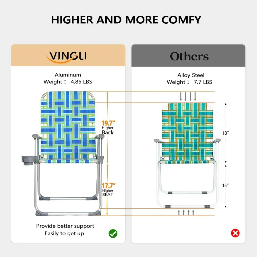 VINGLI Foldable Aluminum Patio Chairs With Cup Holders