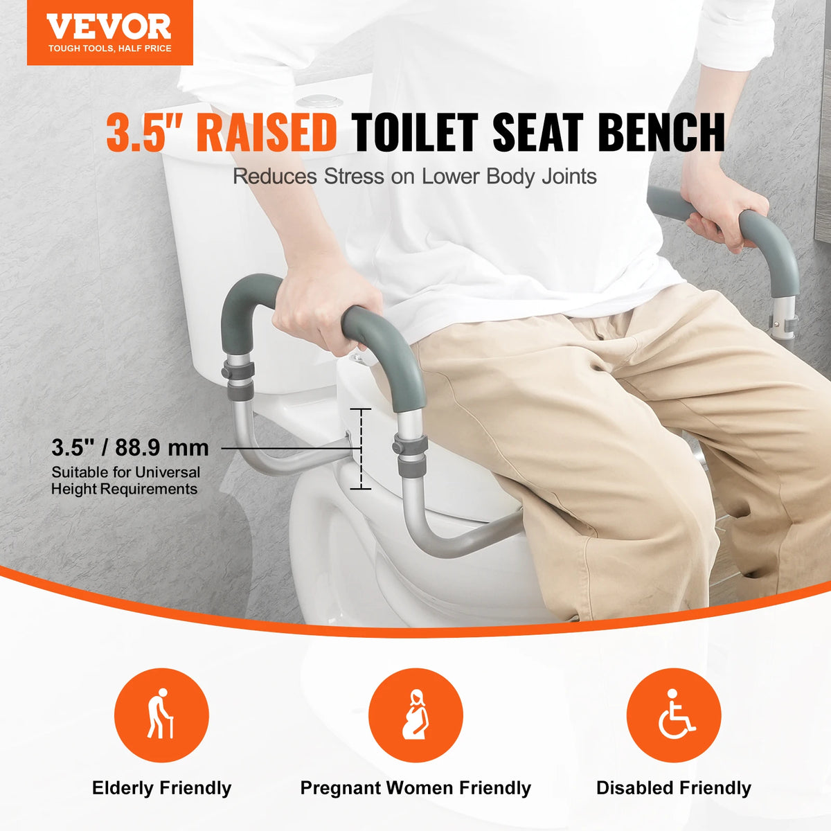 SucceBuy Raised Toilet Seat With Armrests For Round Toilets