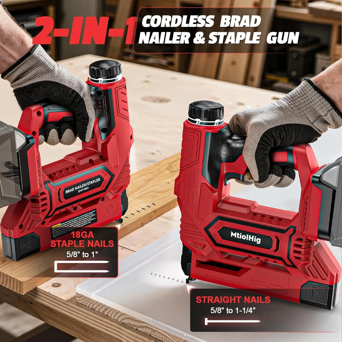 SHXI Cordless Brad Nailer And Staple Gun For Woodworking