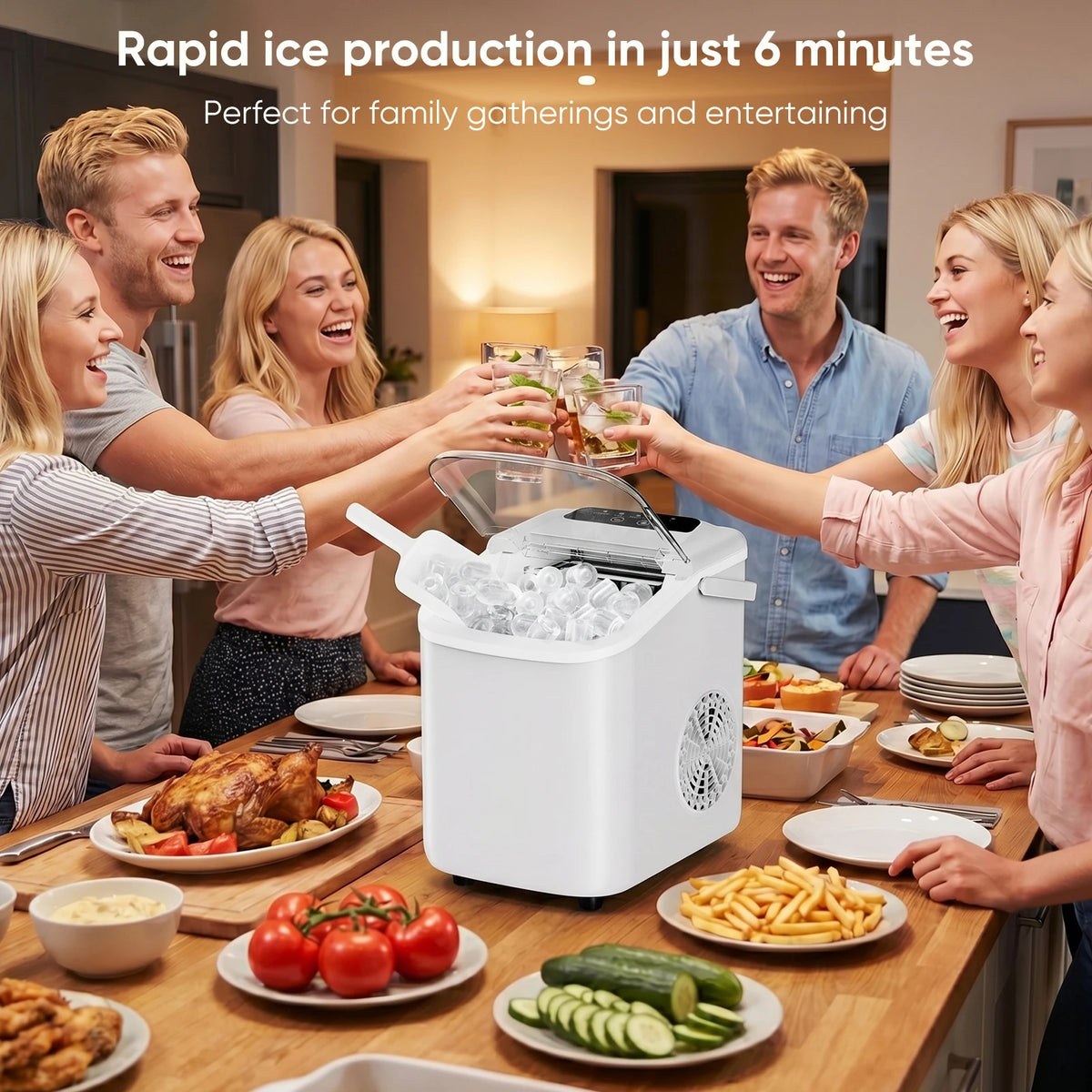 Compact Countertop Portable Ice Maker With Scoop And Handle