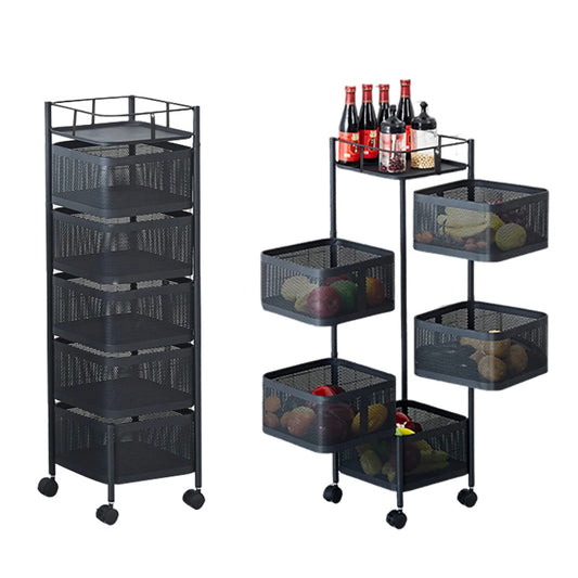 HiMiss Metal Rotating Kitchen Storage Rack For Home Organization