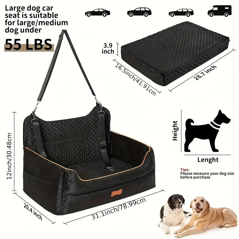 Dog Car Seat Booster Cushion With Memory Foam And Strap