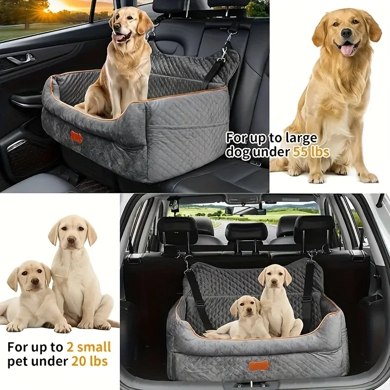 Dog Car Seat Booster Cushion With Memory Foam And Strap