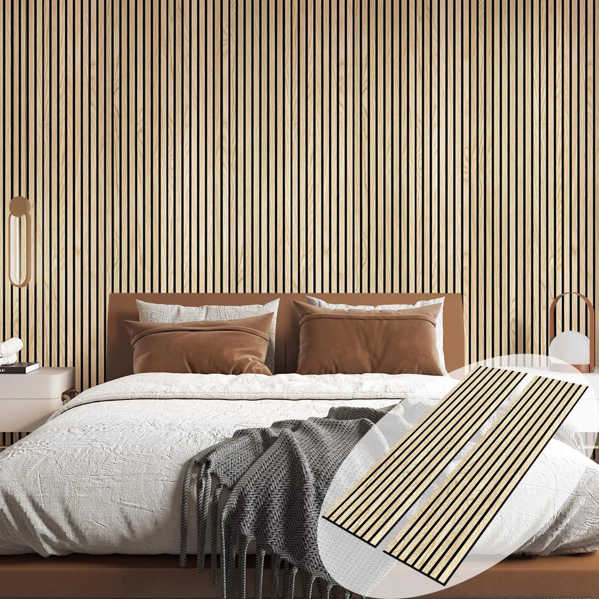 Genuine Oak Wood Veneer 3D Acoustic Wall Panels For Decor