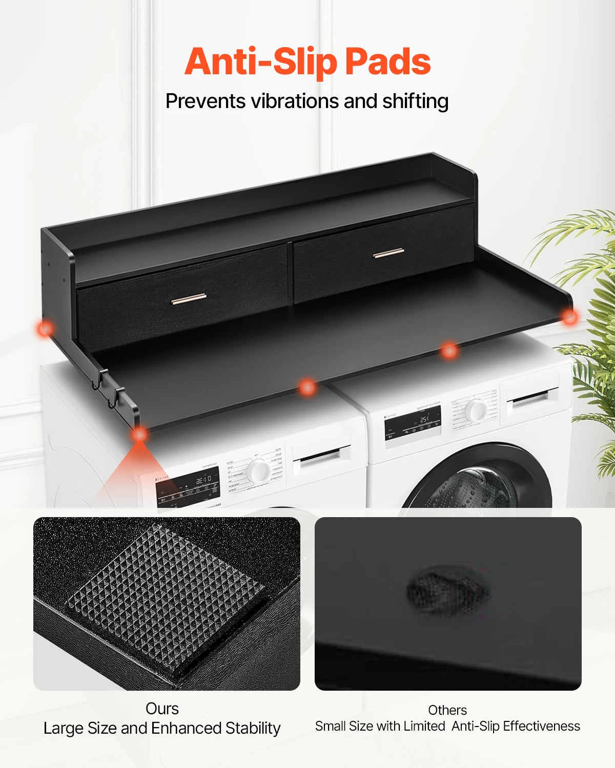 SucceBuy Wall Mounted Metal Washer Dryer Countertop Laundry Shelf
