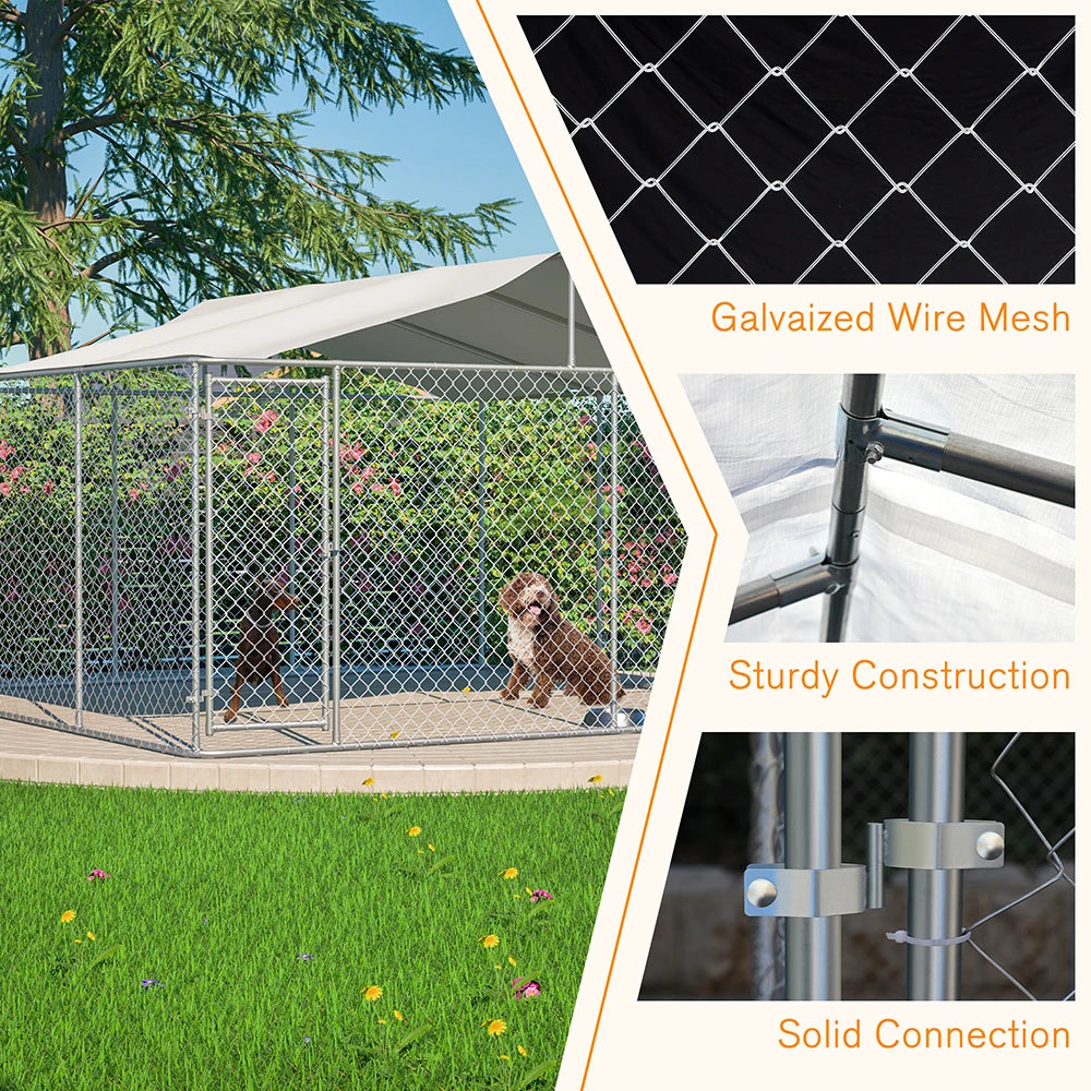 Gihauvia Heavy Duty Outdoor Dog Kennel With Secure Steel Canopy