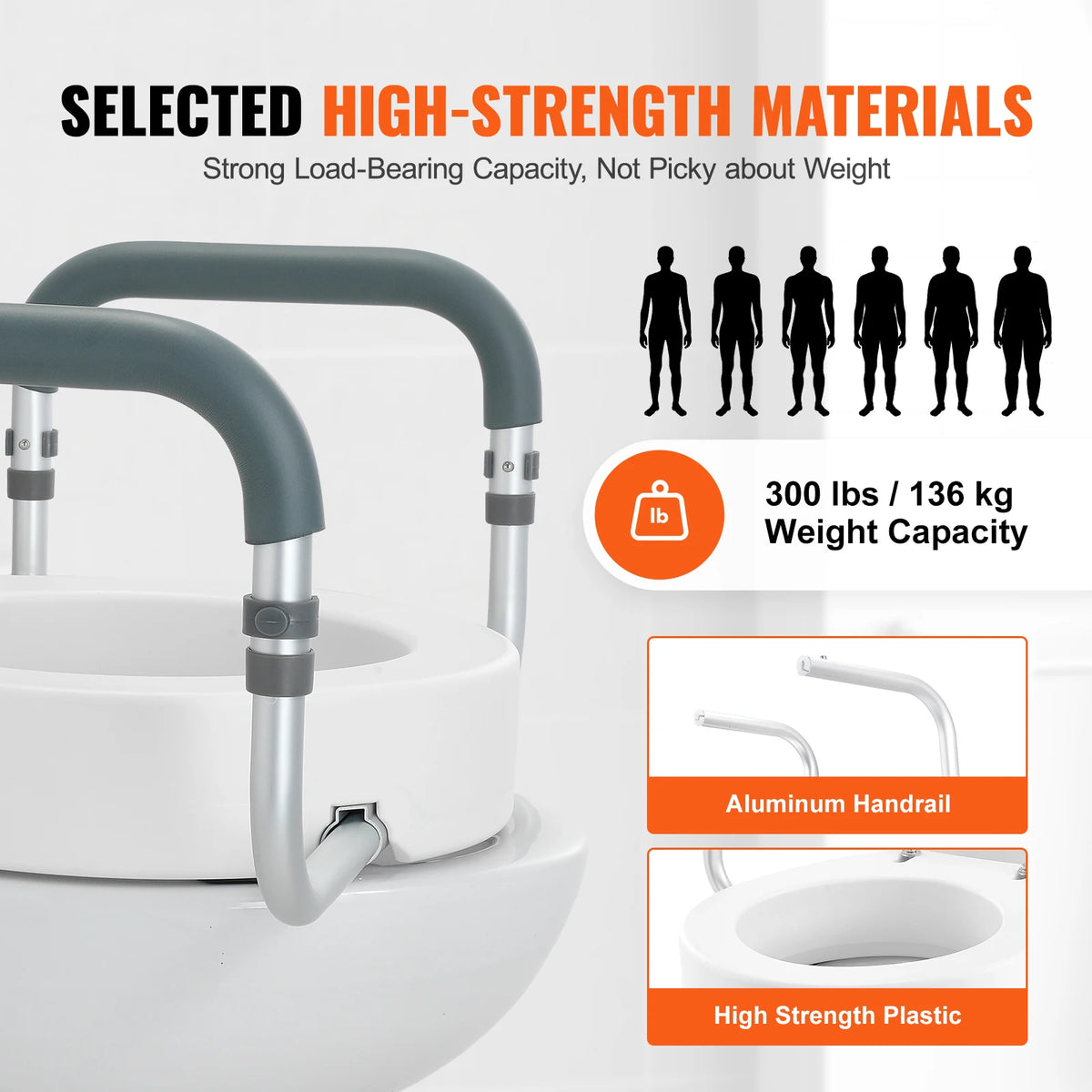 SucceBuy Raised Toilet Seat With Sturdy Aluminum Handles