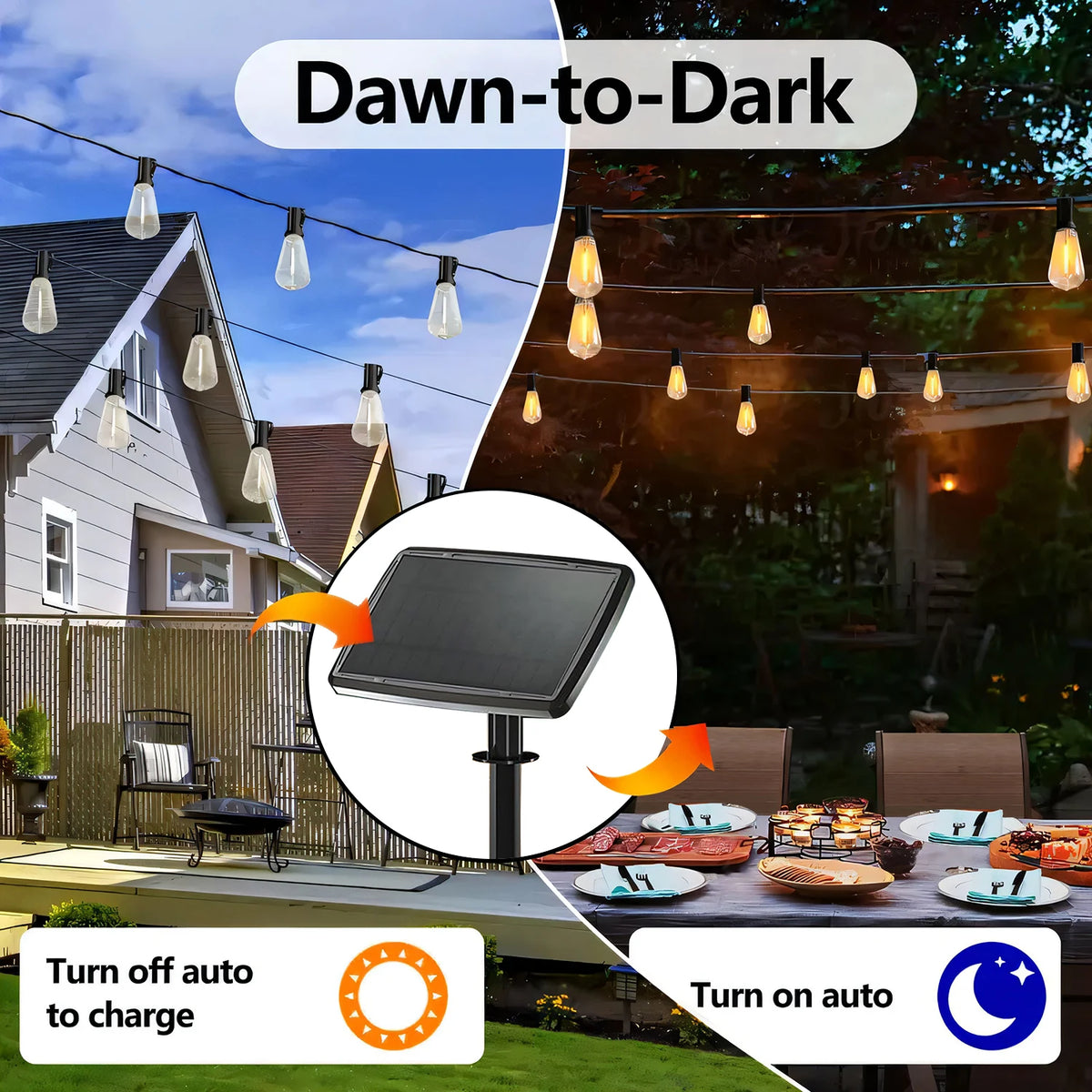 Waterproof Solar String Lights Featuring E12 Bulbs For Garden Lighting