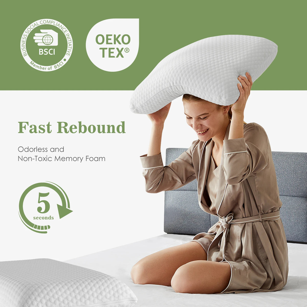 `JHK Memory Foam Pillows With Removable Washable Cooling Cover.`