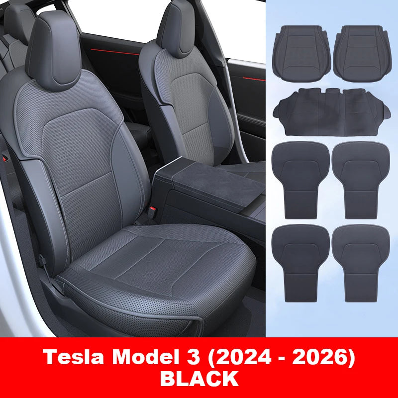 Tesla Model Y Three Nappa Leather Breathable Car Seat Protector