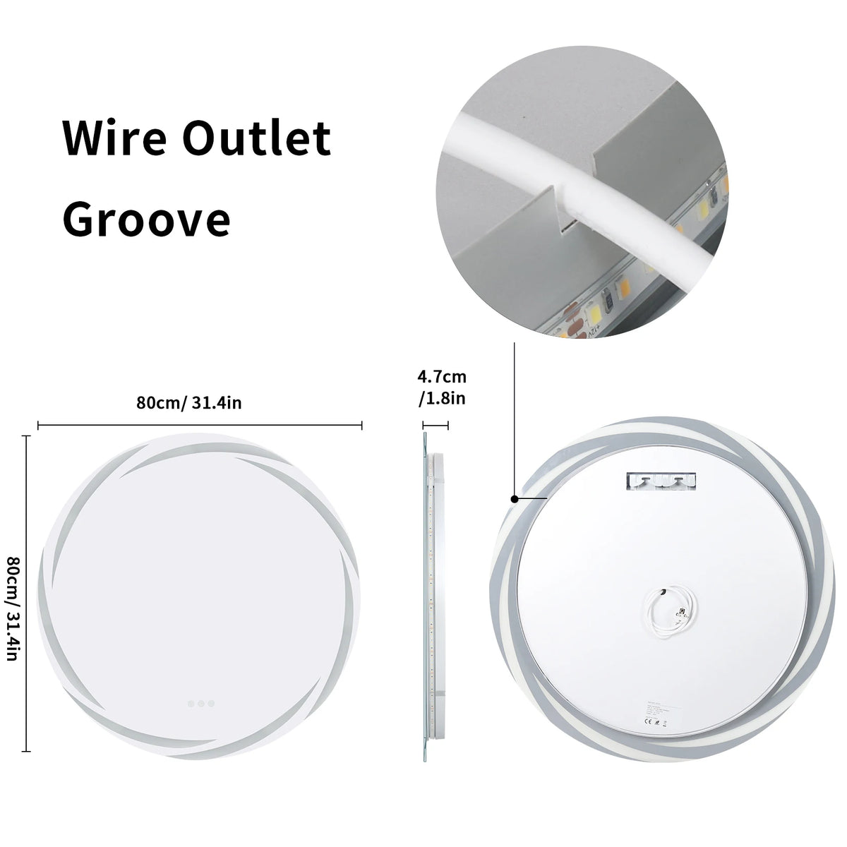 Anti Fog LED Wall Mounted Bathroom Mirror With Adjustable Backlight