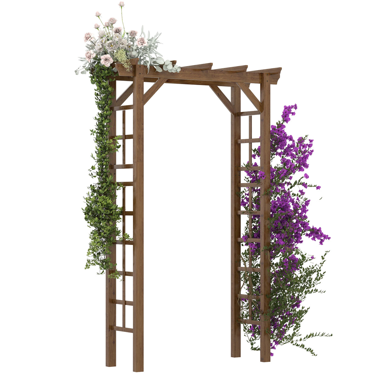 Outsunny Wooden Garden Pergola And Arch For Climbing Plants