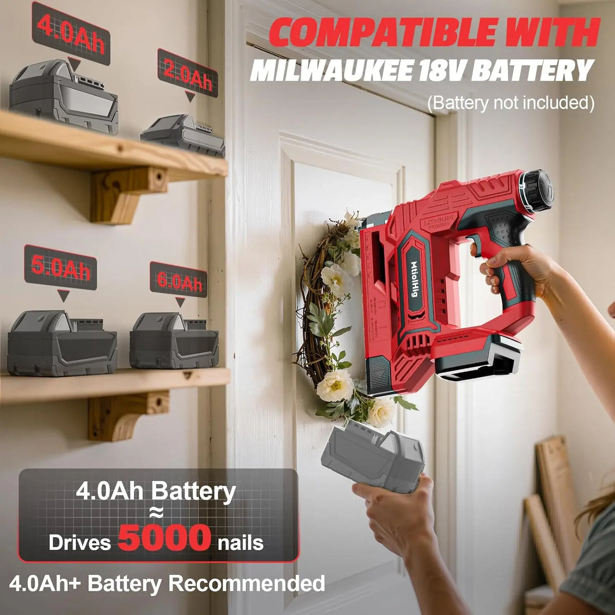 SHXI Cordless Brad Nailer And Staple Gun For Woodworking
