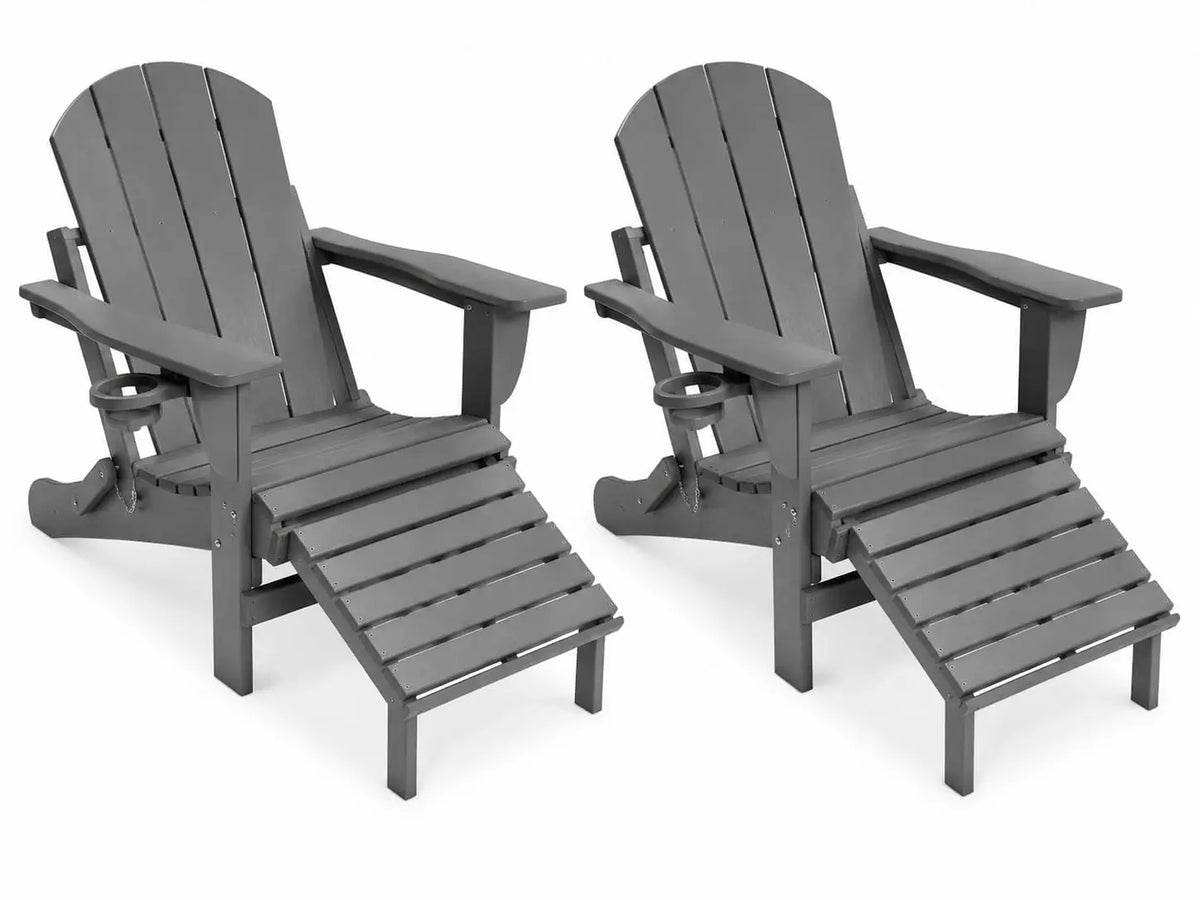 Sunvasagoo Folding Hdpe Adirondack Chair With Retractable Ottoman