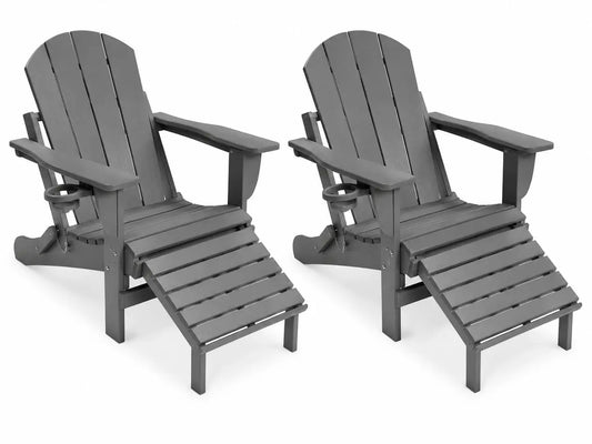 Sunvasagoo Folding Hdpe Adirondack Chair With Retractable Ottoman