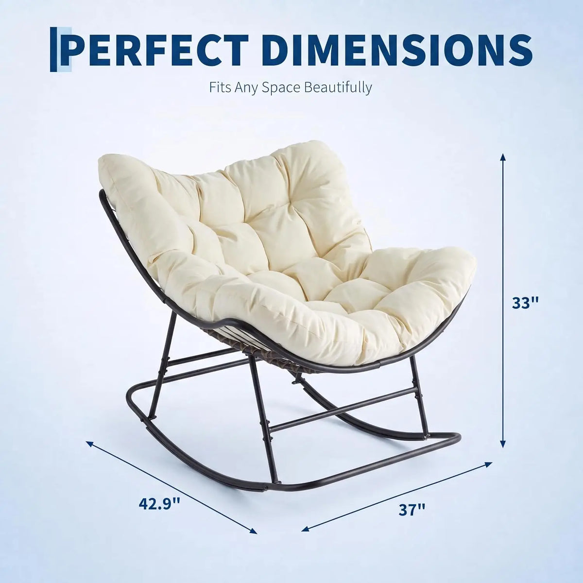 Tacieekii outdoor egg rocking chair with thick cushion metal frame