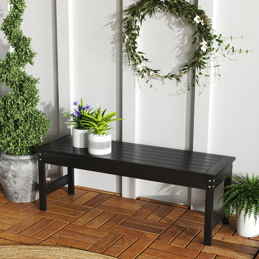 Outsunny HDPE Outdoor Bench Backless Slatted Garden Seat Metal Frame