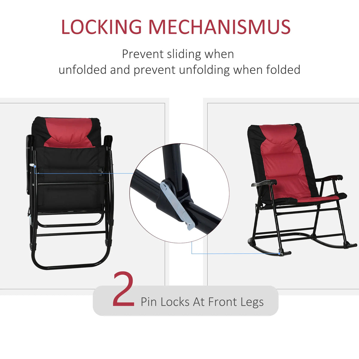 Outsunny Premium Foldable Rocking Outdoor Camping Chairs
