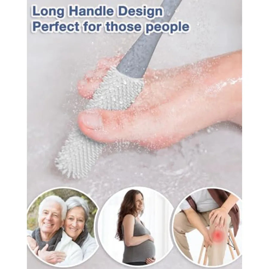 4 Pack Long Handle Toe Cleaning Brush Set For Bathrooms
