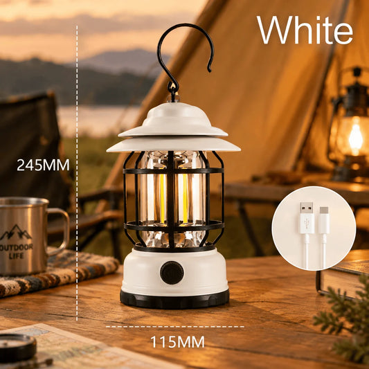 Stonego Rechargeable Led Retro Camping Lantern With Hanging Hook
