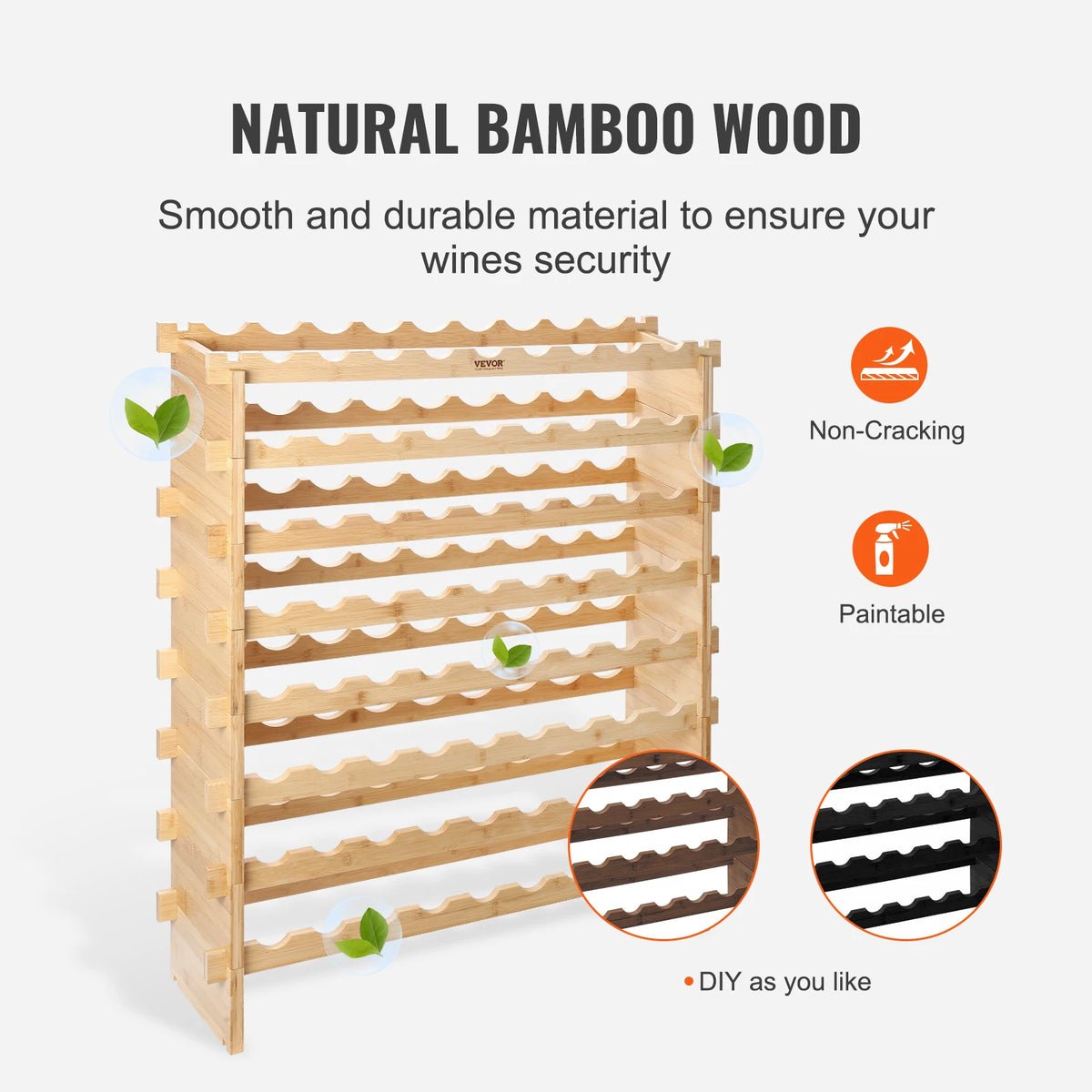 SucceBuy Bamboo Stackable Wine Rack Free Standing Bottle Organizer