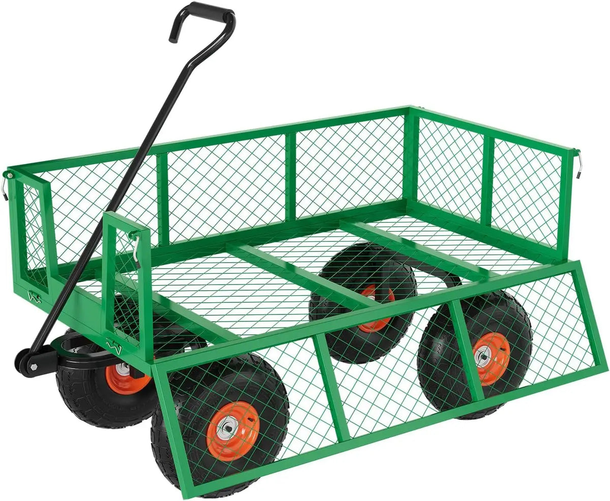 Tacleekii Heavy Duty Steel Utility Garden Cart With Handle
