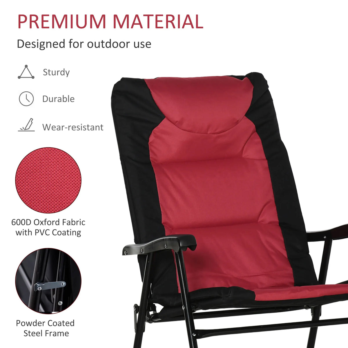 Outsunny Premium Foldable Rocking Outdoor Camping Chairs