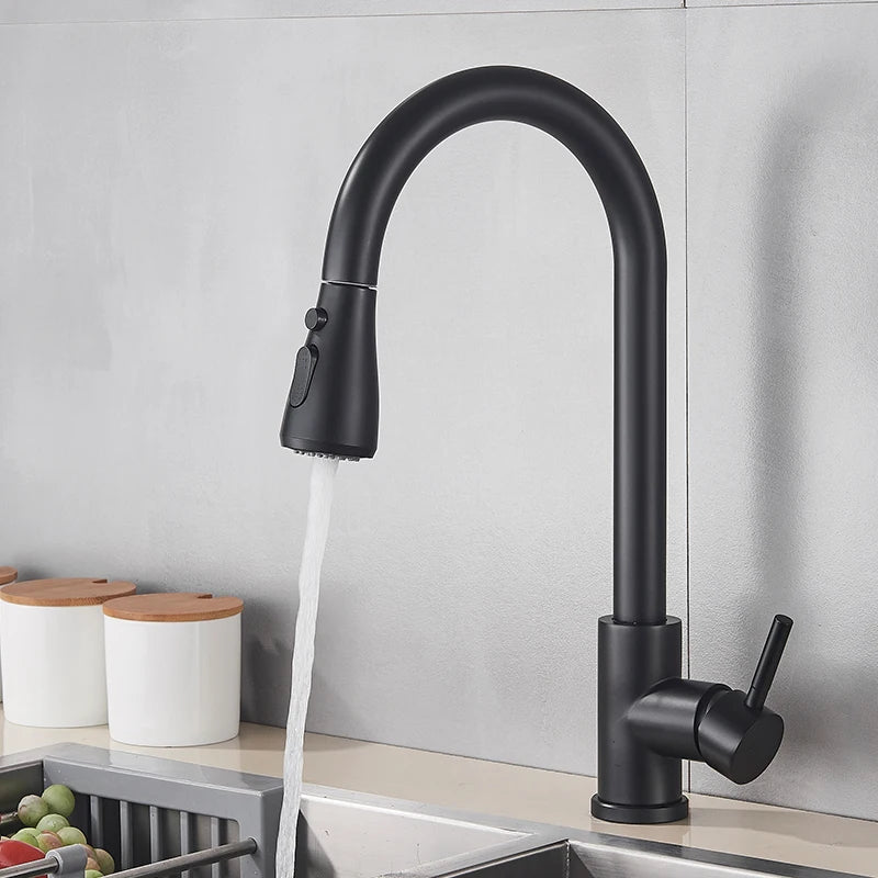 Myqualife Pull Out Deck Mounted Kitchen Sink Faucet Mixer Tap