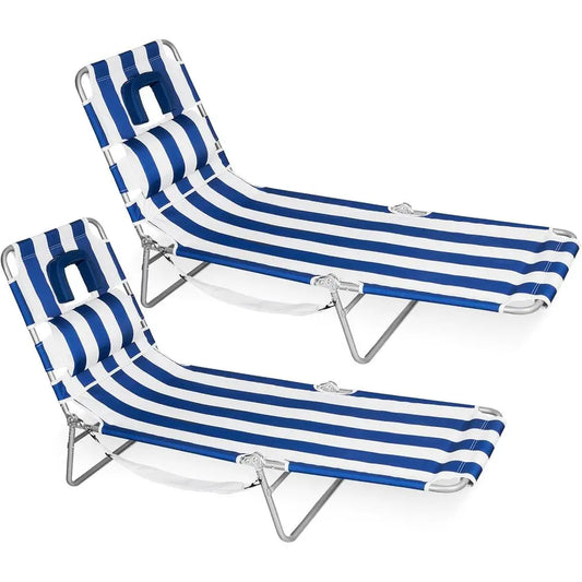 2 Pack Reclining Tanning Chair With Five Position Back Support
