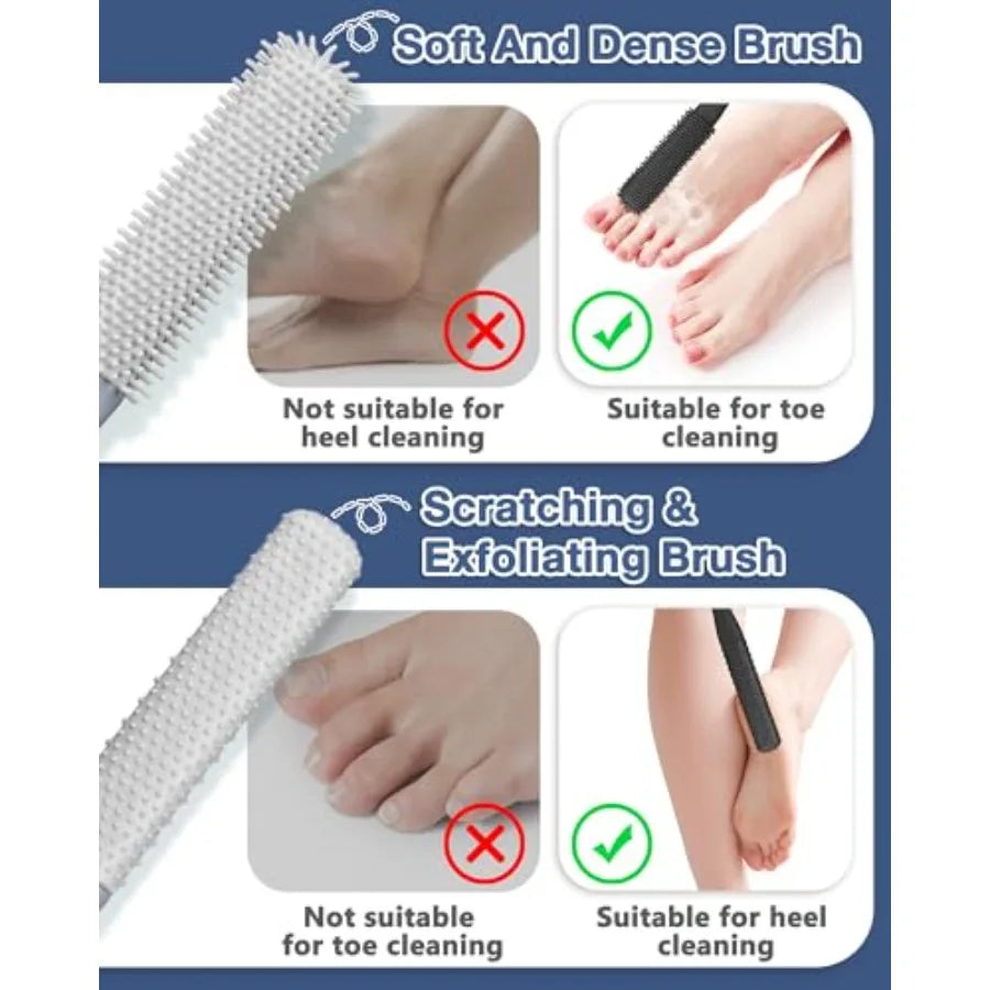 4 Pack Long Handle Toe Cleaning Brush Set For Bathrooms