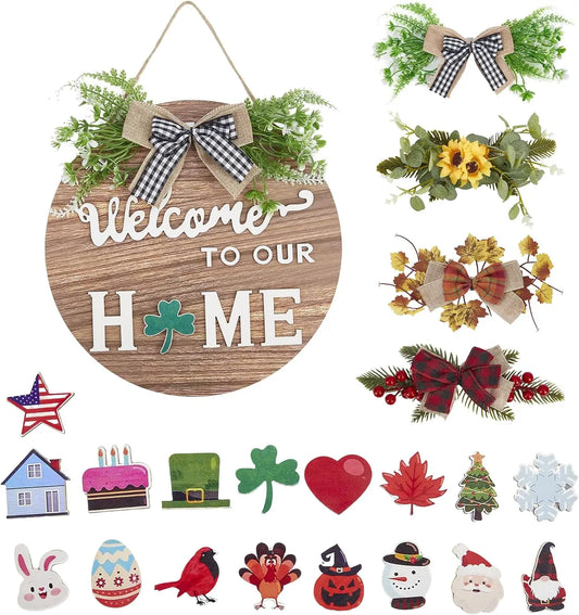 Replaceable Welcome Home Sign for All Season Front Door Decor