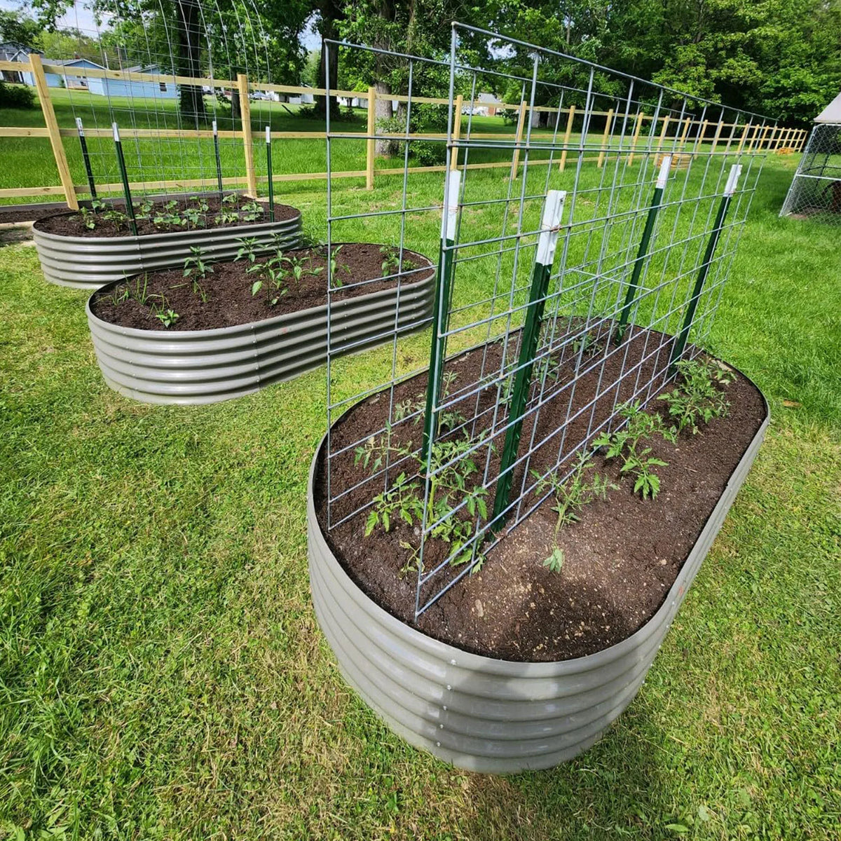 Tramull Corrugated Galvanized Metal Raised Garden Bed For Outdoors