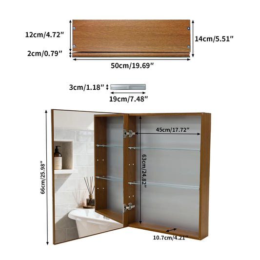Wall Mounted Bathroom Mirror Medicine Cabinet Motion Sensor LED Light