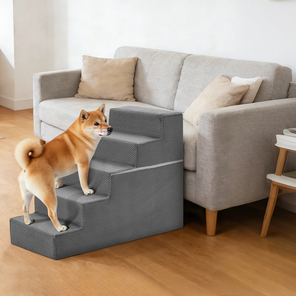 Foam Pet Dog Stairs With Curved Steps For Indoor Use