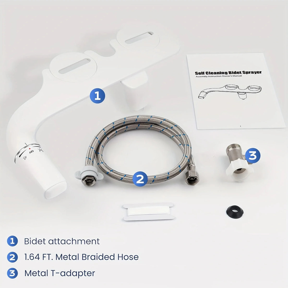 Dual Nozzle Ultra Slim Bidet Attachment For Self Cleaning Toilet