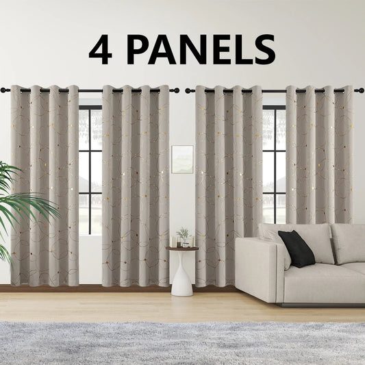 Thermal Insulated Blackout Curtains Grommet Foil Printed Panels