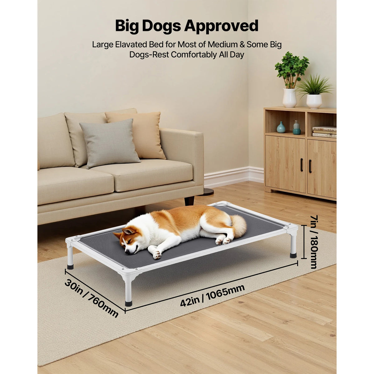 SucceBuy Elevated Dog Bed With Breathable Mesh And Frame