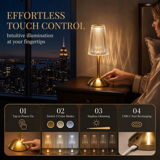 Jian Bian LED Rechargeable Desk Lamp Dimmable 3 Modes Touch Sensor