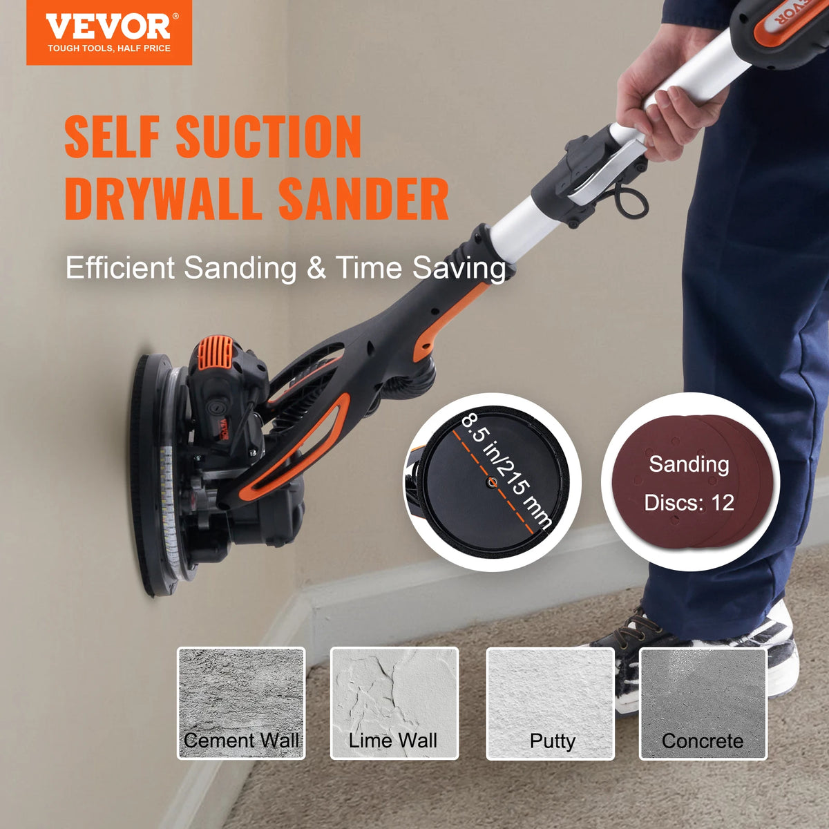SucceBuy 850W Electric Drywall Sander With Adjustable Speed