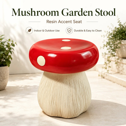 Resin Mushroom Stool For Garden Outdoor Decorative Accent Furniture