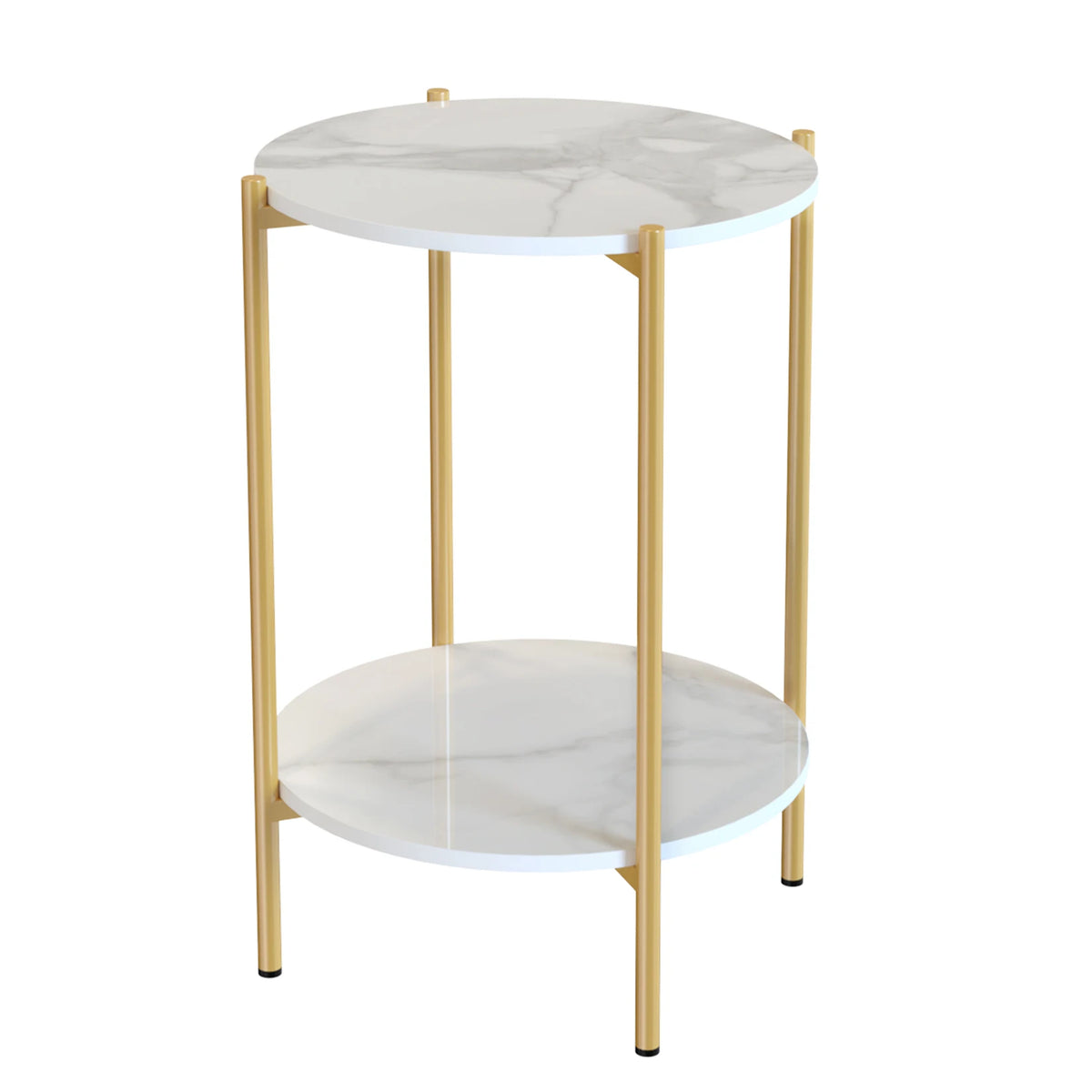 Luvodi Modern Two Tier Round Metal Storage End Table