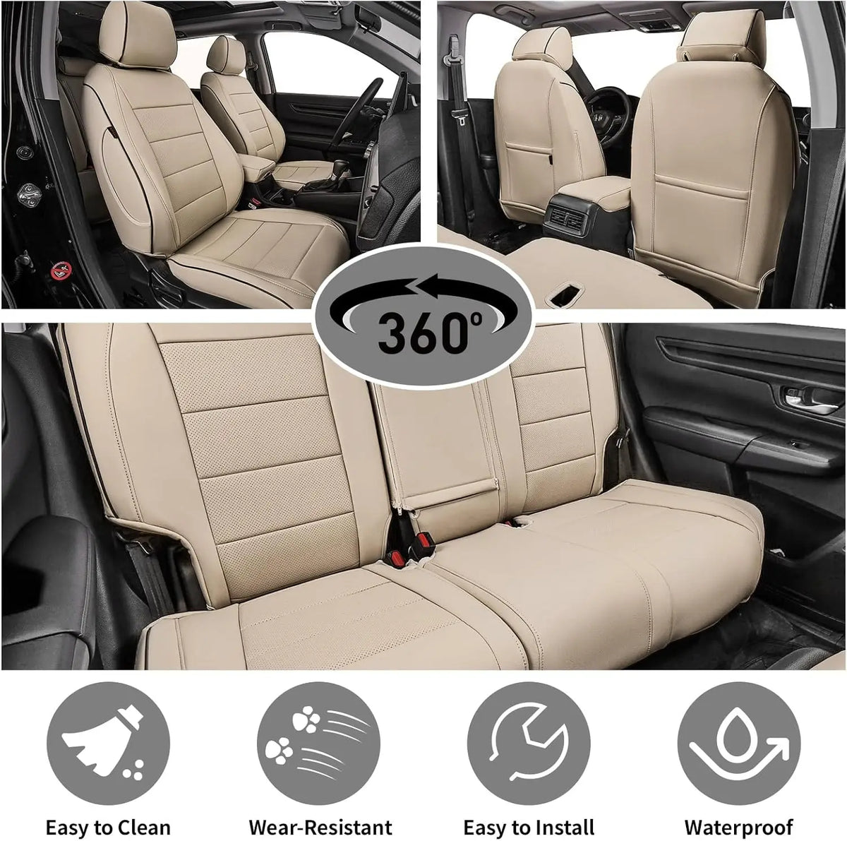 Ekr Custom Fit Waterproof Leather Seat Covers For Honda Hrv